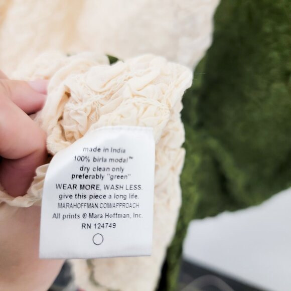 Mara Hoffman Sloan Popcorn Dress in Green Cream Small - Picture 8 of 9